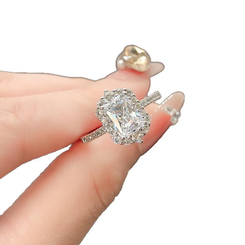 Genuine Ready-to-Wear White Zirconia Ring | European & American Luxury | Pigeon Egg Design | Women’s Wedding Fashion Jewelry
