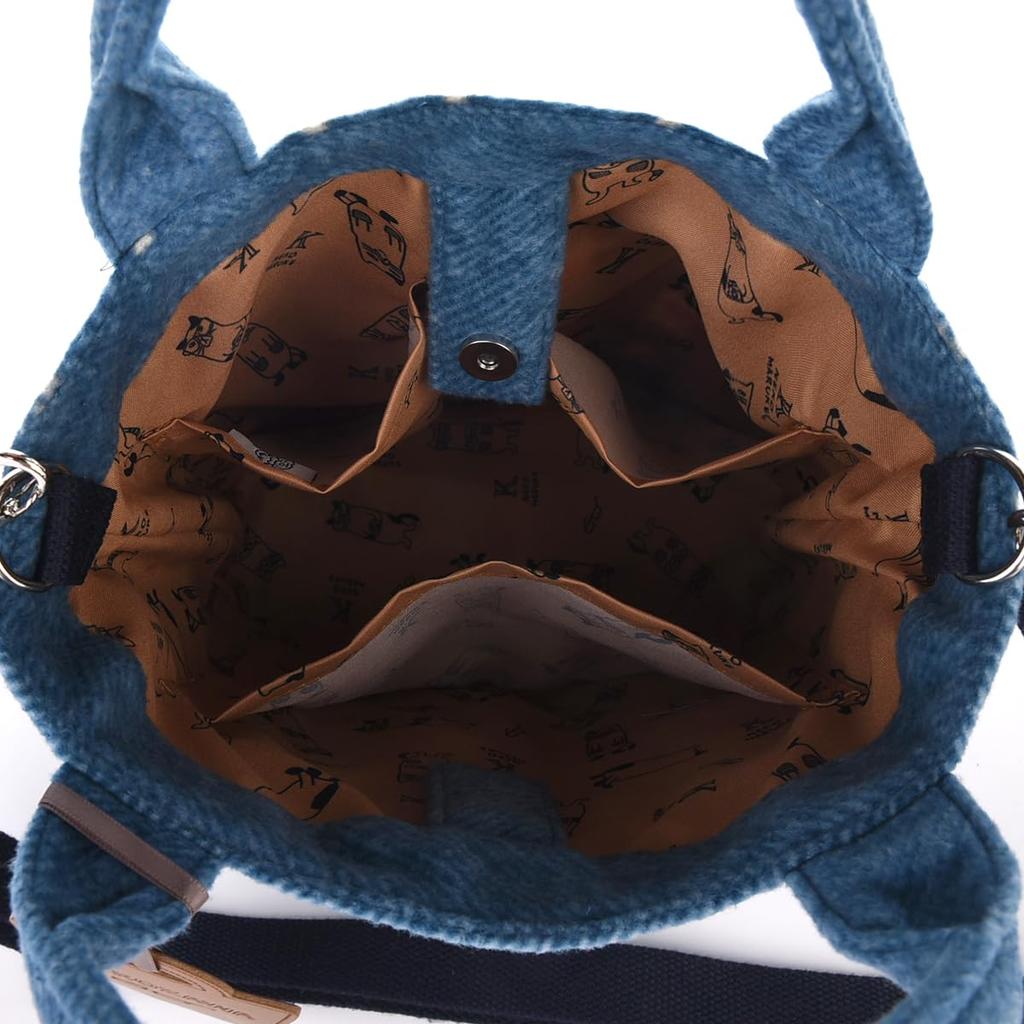 Kusguru Japan Fleece Oval Bottom 2-Way Tote Bag, Women's, Blue