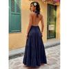 Europe, America 2026 Summer New Solid Color Simple Backless Strap Casual Neck V-neck Dress
