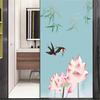 Static Cling Decorative Windows Film Privacy Lotus Flower Glass Window Stickers   Frosted Window Film for Home Decor