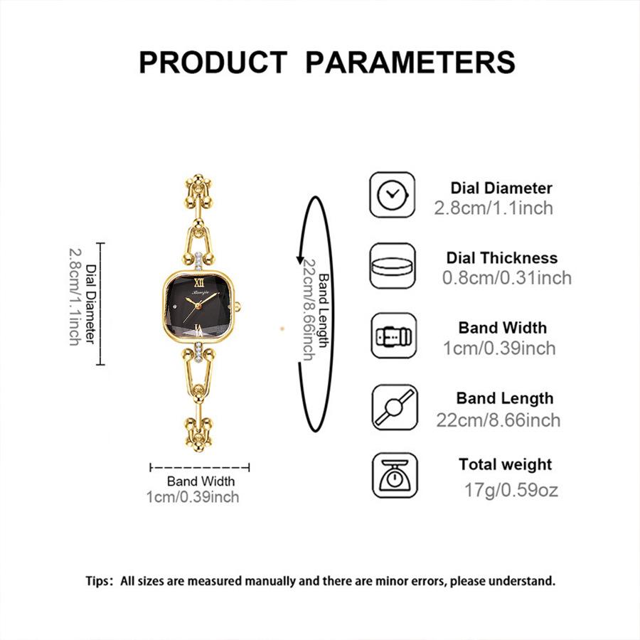 High-Value Women'S Small Chain Watch, Exquisite Light Luxury Versatile Rhinestone Fritillary Square Quartz Watch