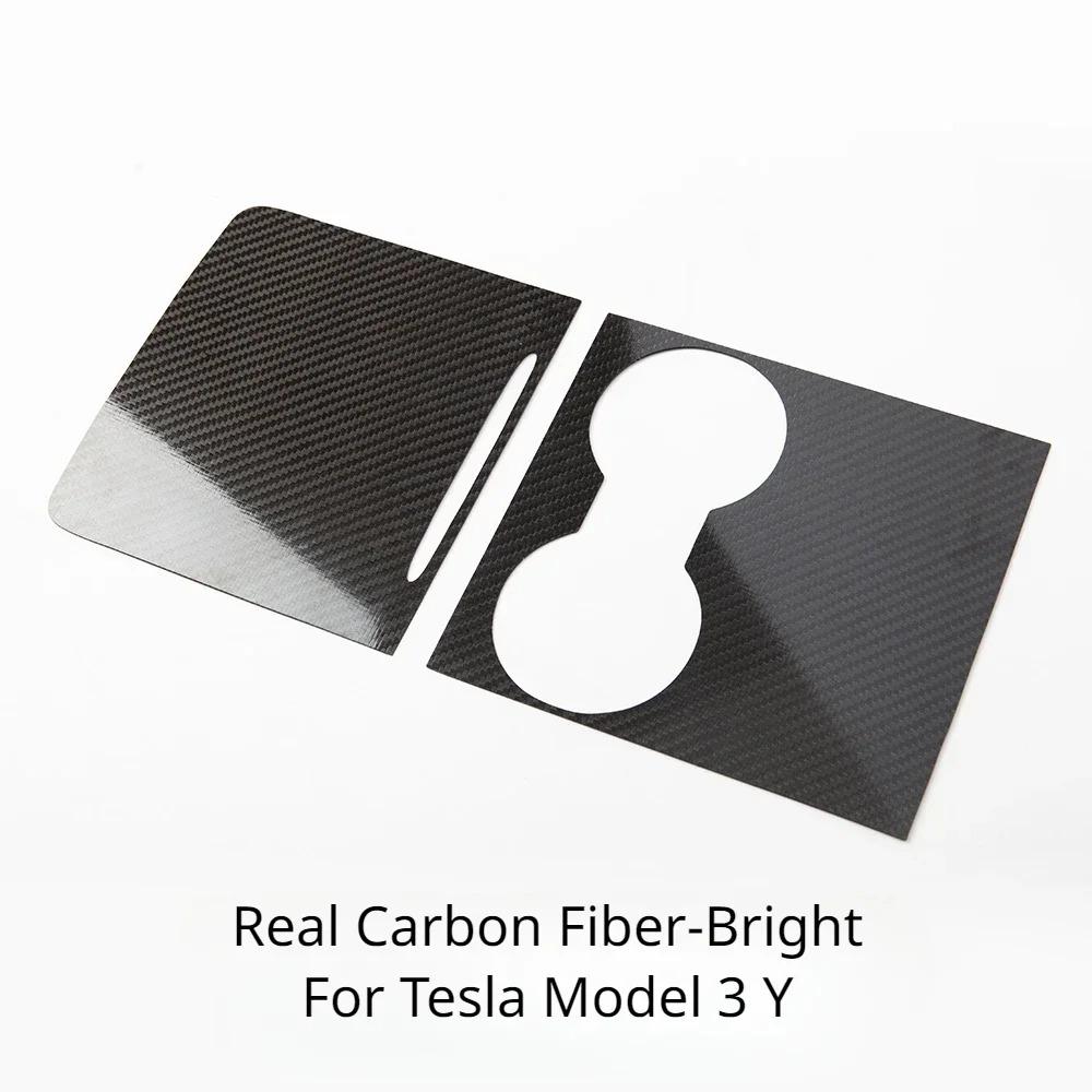 Center Console Cover For Tesla Model 3 Y 2021-2023 100% Real Carbon Fiber Armrest Protection Panel Trim Car Interior Accessories