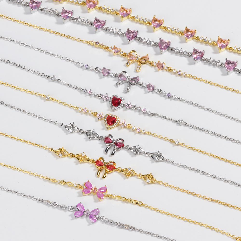 Women's Cross-border Heart Bow Zircon Bracelet - Niche Love Design