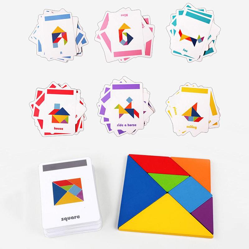 3D Wooden Pattern Animal Jigsaw Puzzle Colorful Tangram Toy Kids Montessori Early Education Sorting Games Toys Children Gift