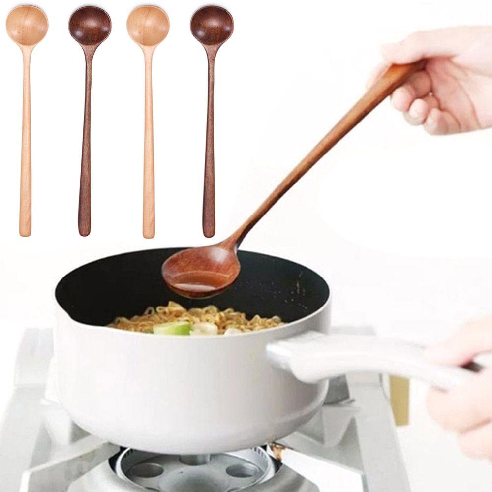 Japanese-Style Tableware Mixing Natural Solid Wood Tea Spoons Wooden Spoon Long Handle Soup Scoops