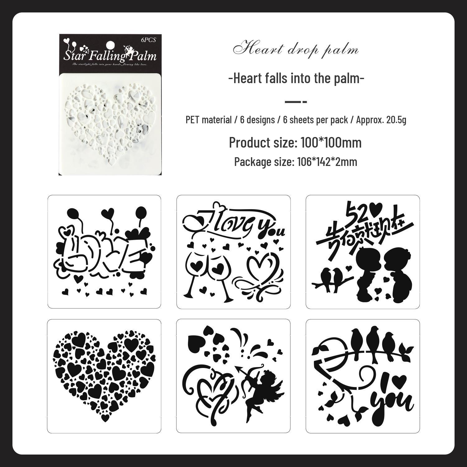 Yue Zhen Love Whisper Hand-Painted Hollow PET Craft Stencil for DIY Painting