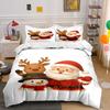 Santa, Reindeer, and Snowman Trio Bedding Duvet Cover Set Duvet Cover Pillowcases  (1*Duvet Cover 2*Pillowcases, Without Duvet Insert)