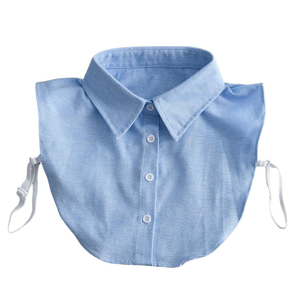 Women Clothes Accessories Detachable Fake Collar Cotton Solid Color Neckline Stand Up Collar синий