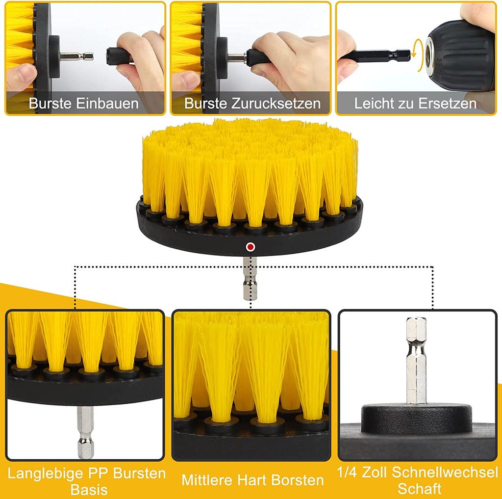 Professional Eco-Friendly PP Wheel Style Power Scrub Drill Cleaning Brush for Carpet From Anhui China Factory
