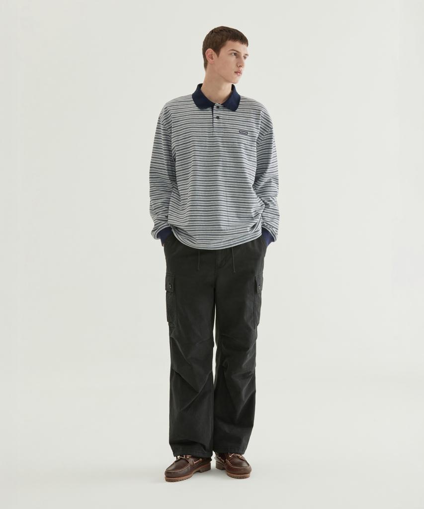 COVERNAT Multi-Stripe Collar Long Sleeve Green