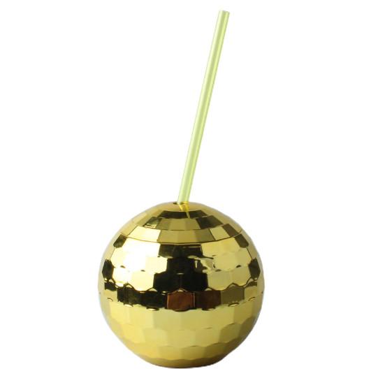 600ML Wine Ball Cup with Lid Refraction Delicate Retro Disco Design Drinking Glass Party Supplies