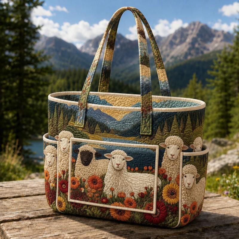 Large Capacity Tote Bag Digital Print Quilted Single Shoulder Hand Carry Casual Travel