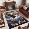 American Patriotic Theme Crystal Velvet Rug Personalized Custom Name Text Soft Floor Mat Home Decor