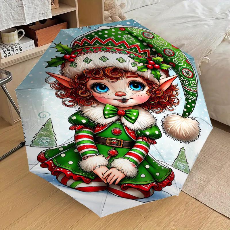 1PC Elf Snowy Automatic Open/Close Umbrella Compact Folding Umbrella with 8-Rib Shaft Lightweight Esign, Highquality Fabric1136A