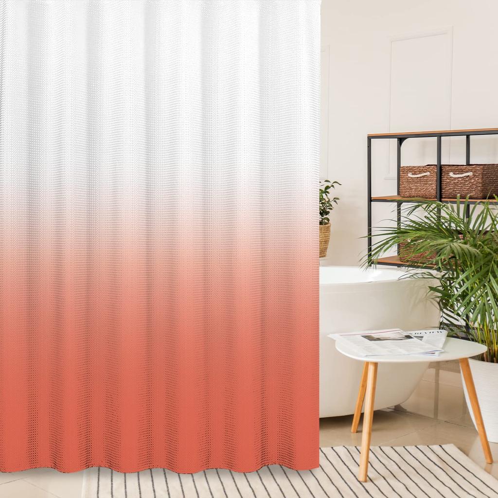 Ombre Beige Sage Shower Curtain, Lime Green Texture Fabric Gradient Bathroom Decor Waterproof Bathroom Curtains Set with Hooks