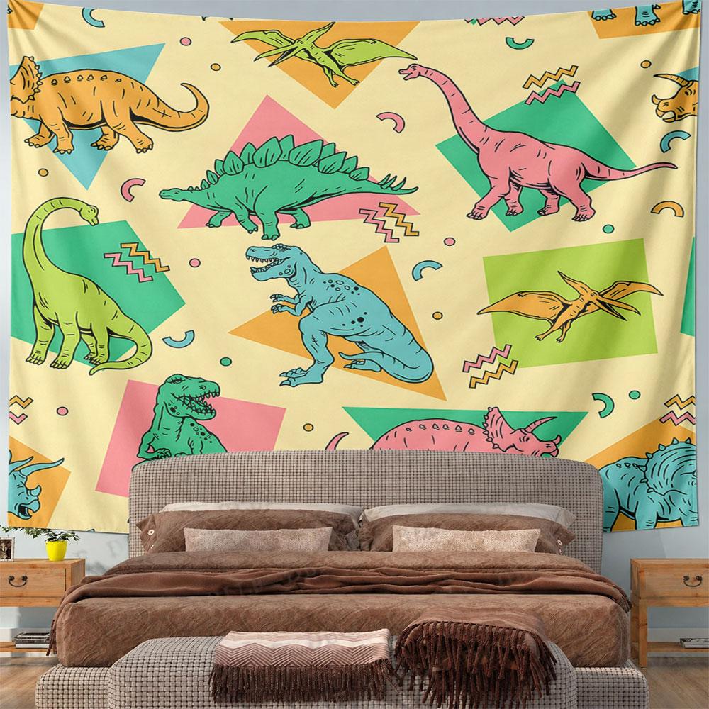 Colorful Cartoon Dinosaurs Pattern Pattern Wall Hanging Tapestry Decorative Tapestry Home Decor for Bedroom and Living Room