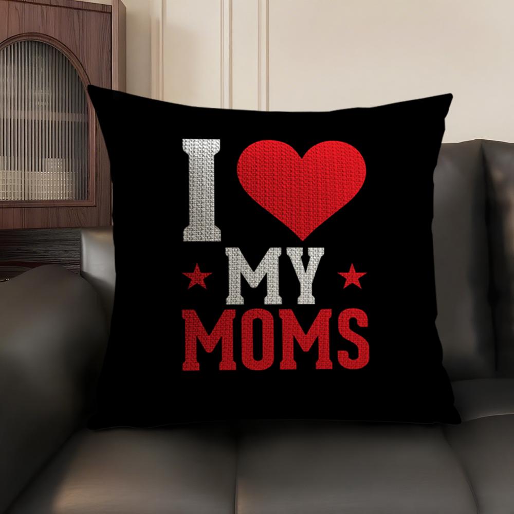 I Love Hot Mom Cushion Cover Natural Linen Organic Fabric DoubleSided Printing Sofa Home Decor Breathable Environmentally