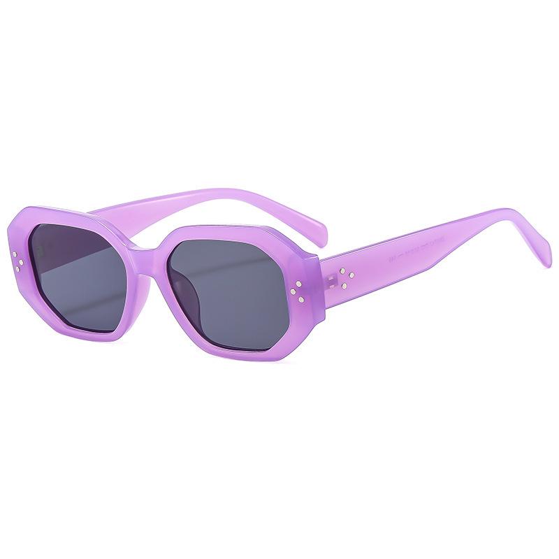 2024 Trendy Unisex Polygon Sunglasses: Fashionable Studded Sun Protection for Beach Vacations