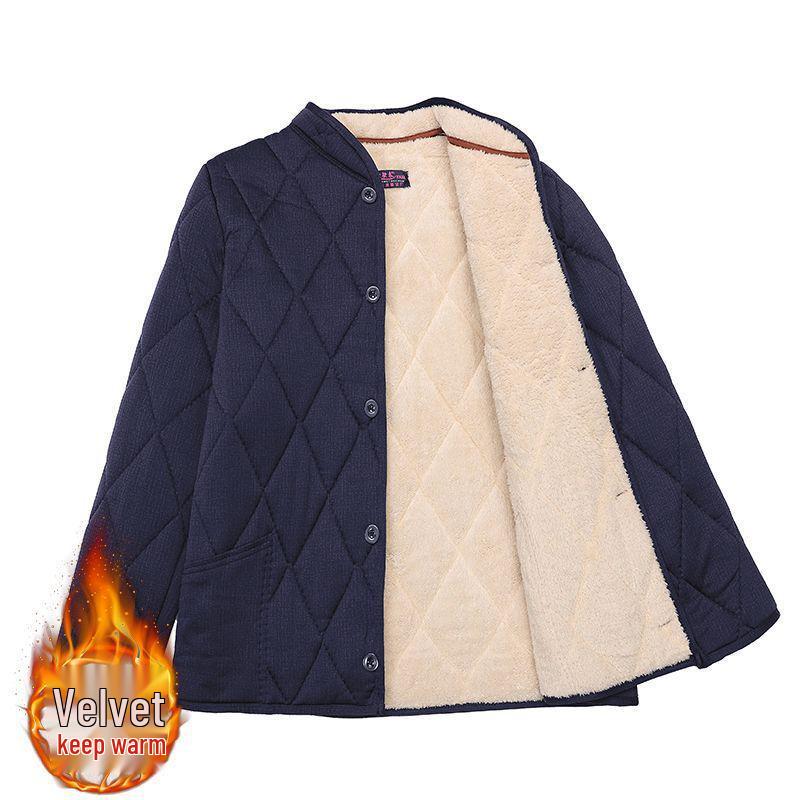 Men's Thickened Cotton Set with Camel Down Padding for Cold Protection: Plush Warm Autumn/Winter Dad's Clothing