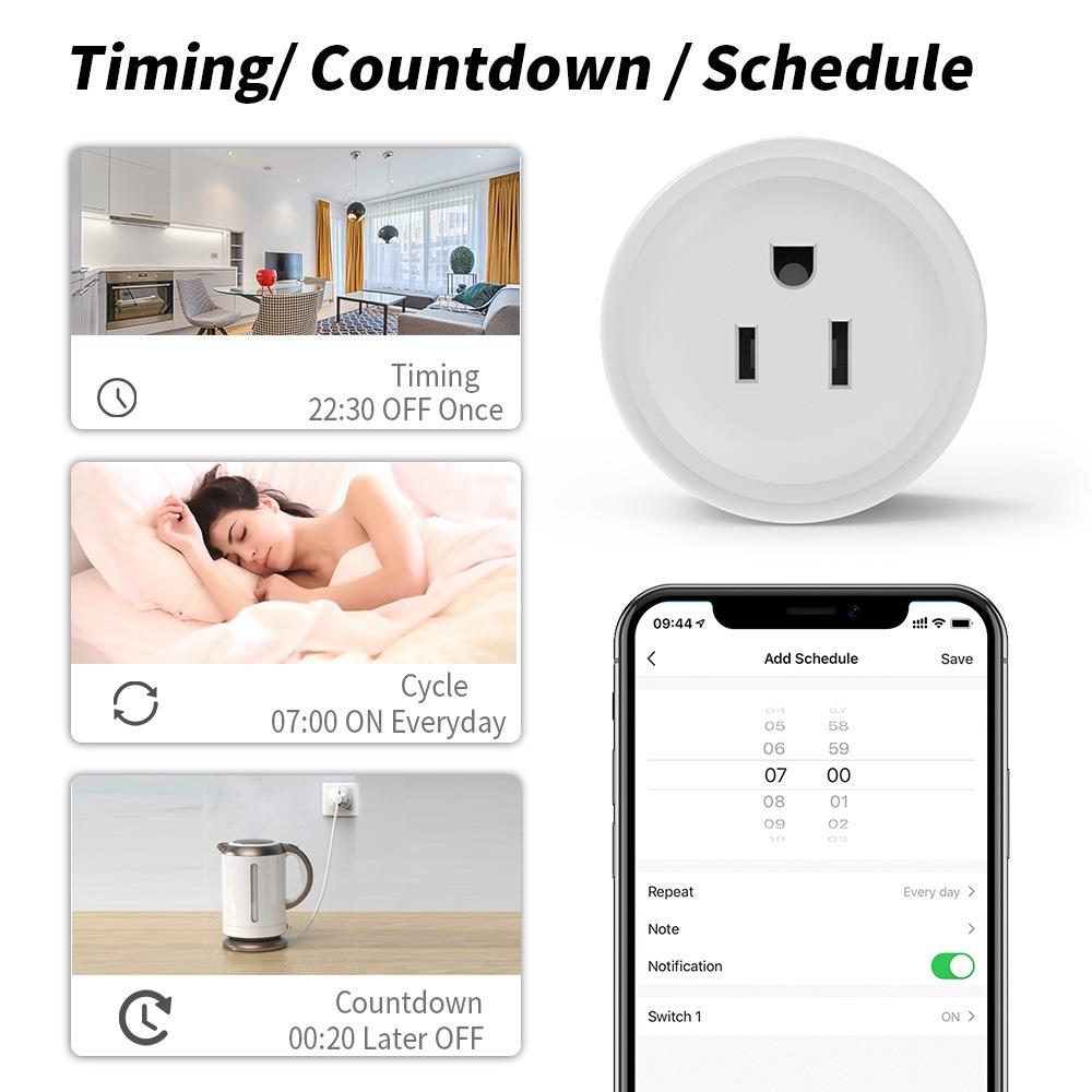 ZFSZ Smart Wi-Fi Plug - Wireless Remote Control Socket with Timer Function, Voice Control Works with Alexa & Google Home, Compact Design