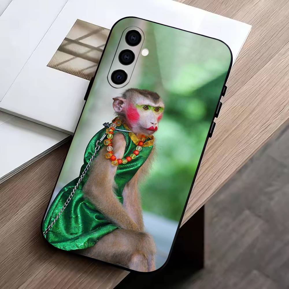 Funny Cute Monkeys  Phone Case For Samsung Galaxy A73,A72,A71,A70,A53,A52,A51,Soft Silicone Black Cover Samsung a42 5g