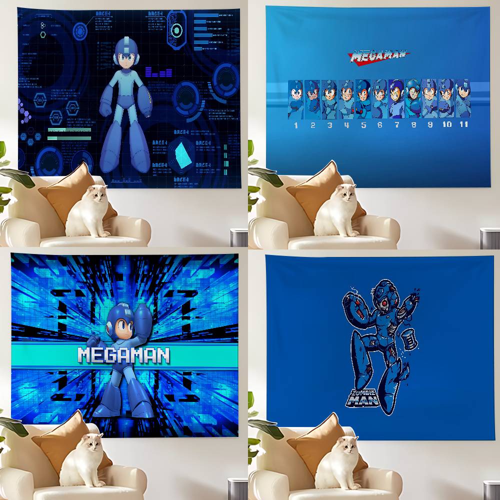 MMega Man Game Fashion Tapestry Wall Hanging Tapestry Art Deco Blanket Curtain Hanging At Home Bedroom Living Room Decor