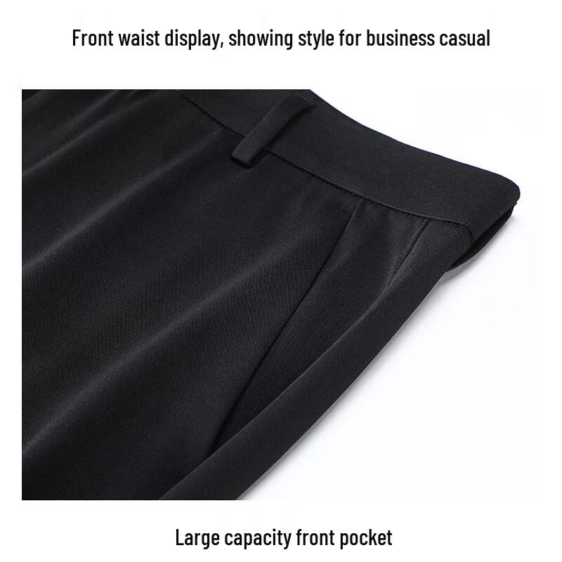 ROMON Men's Summer Ice Silk Straight-Leg Business Casual Pants