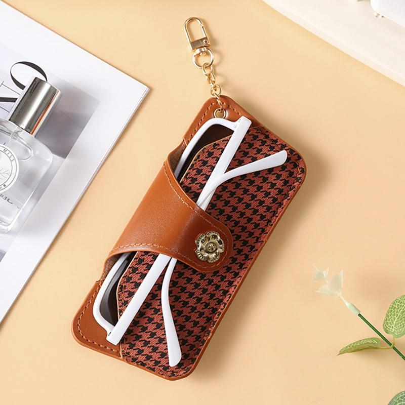 PU Glasses Storage Bag Soft Leather Sunglasses Pouch Portable Glasses Protective Cover Eyewear Holder Hanging Bag