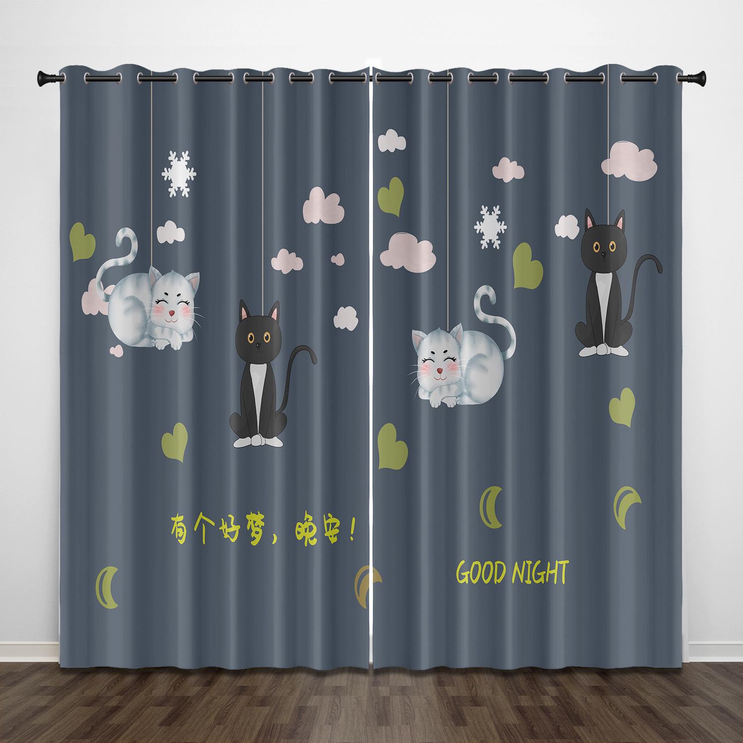 

3D цифровая печать взрывной мультфильм занавеска милые животные мальчик детская комната спальня балкон эркер тонкая занавеска 2 шт W50H60(CM)x2PCS&Grommet Top