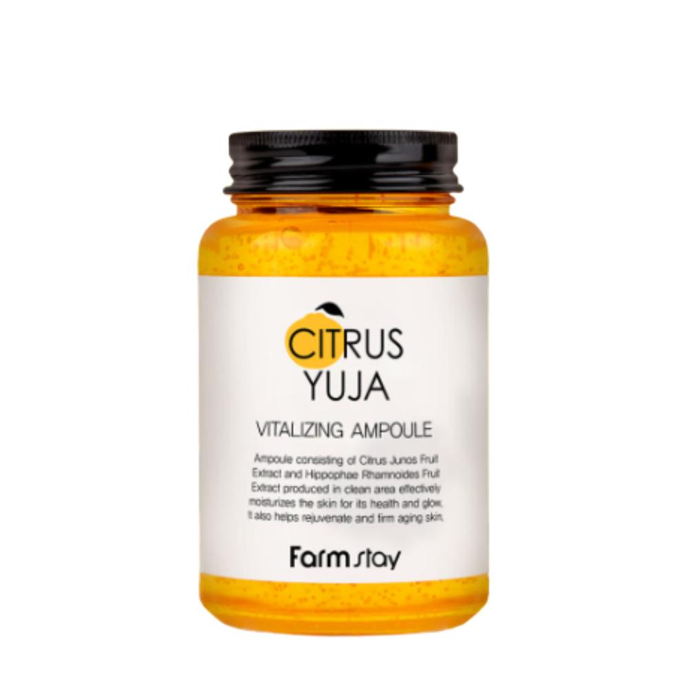 Farmstay Citrus Yuja Vitalizing Ampoule 250ml, Vitamin C Boost & Energizing, K-Beauty
