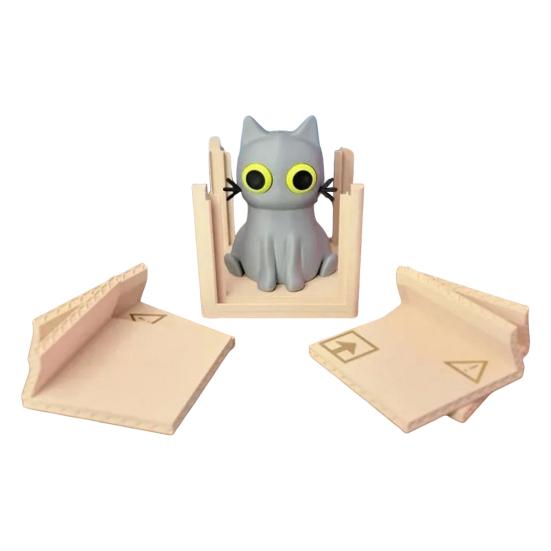 4 stk Søt Katt Boks Brikkesett Katteformede Brikker Sklisikre Varmeunderlag Kattunge i Boks Brikker Skrivebord Kaffebord Dekor for Katteelskere