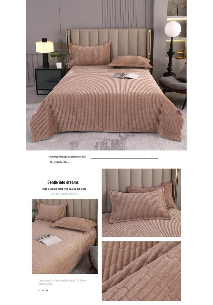 Samtplüsch Unifarbene gesteppte Tagesdecke & Dreiteiliges Set