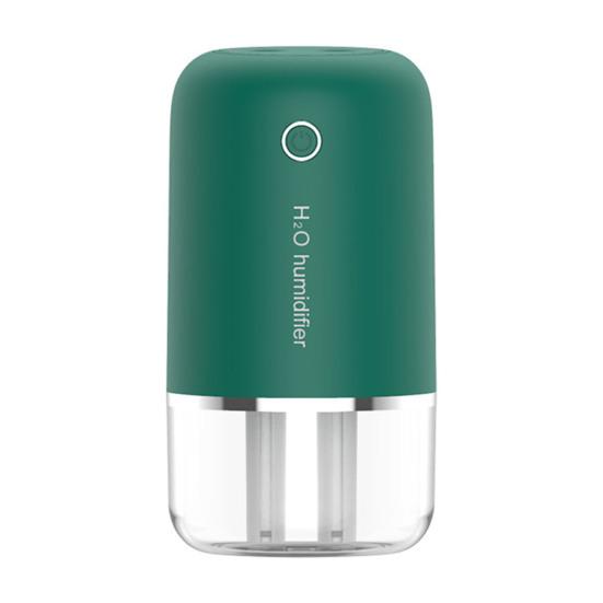 

1200 мАч беспроводной настольный увлажнитель воздуха с двойным распылением, большой резервуар для воды, тяжелый туман, увлажнитель воздуха для сна зелёный