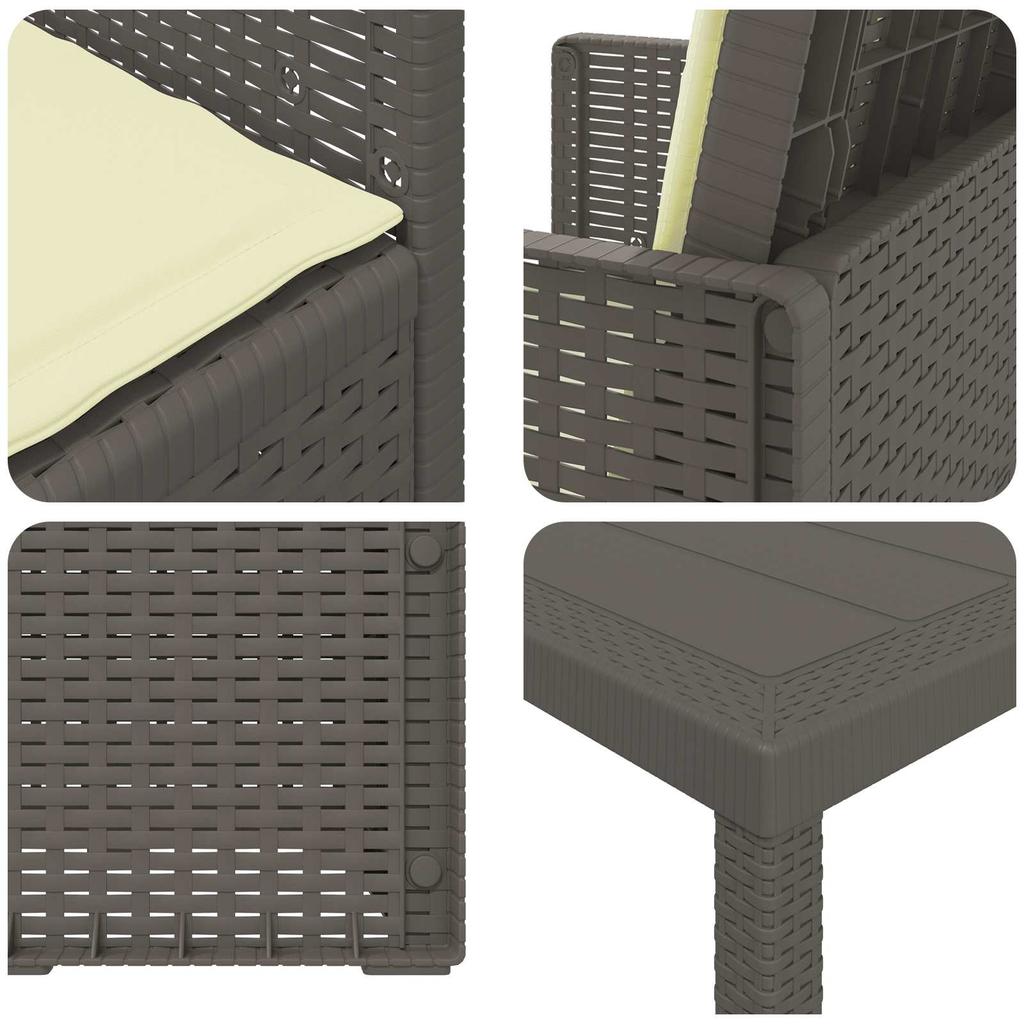 Garden Dining Set 5 pcs Light Grey and Cream PP