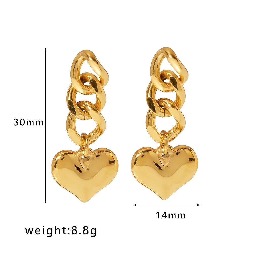 

Gold Color Stainless Steel Drop Earrings Geometric Heart Drop Hoop Stud