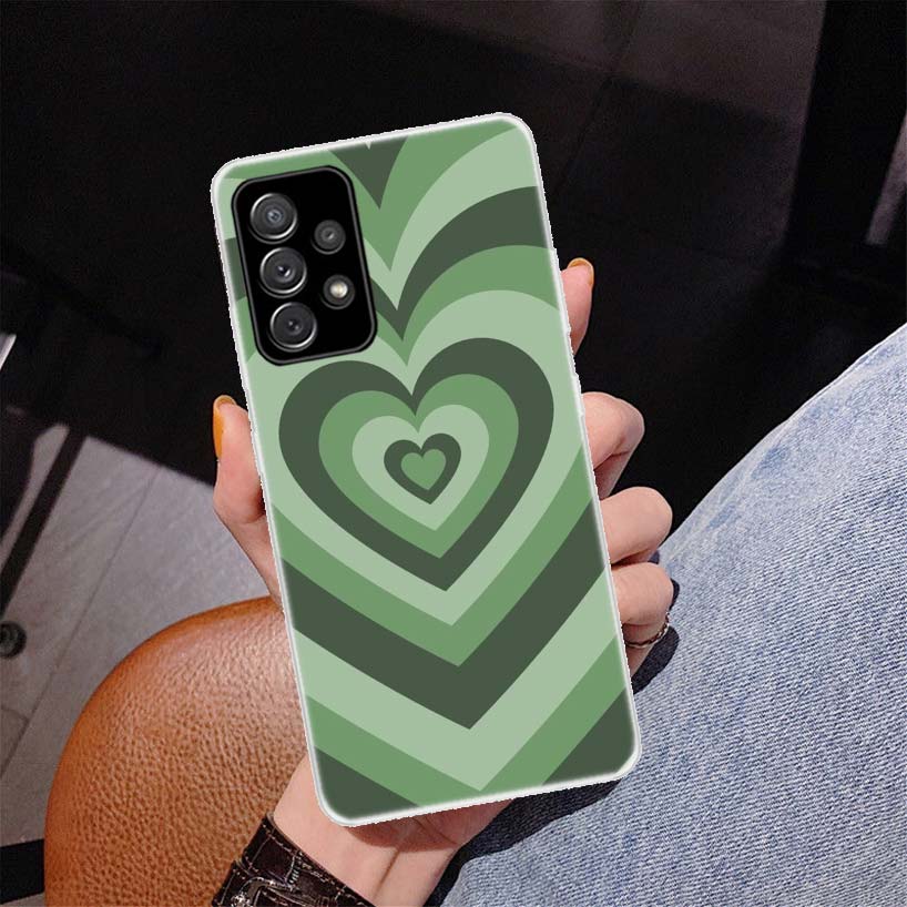 Fashion Purple Heart Swirl Circle Cover Phone Case For Samsung Galaxy A53 A52 A73 A72 A12 5G A13 A22 A23 A32 A33 A02S A03S A42 A