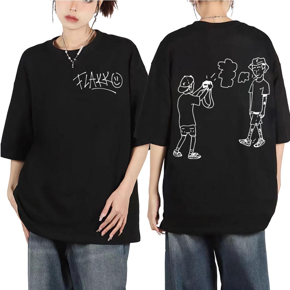 Rapper Rels B Skinny Flakko Print T-shirt Harajuku Hip Hop Pop Music T Shirts Men Women High Quality Fashion Oversized T-shirts