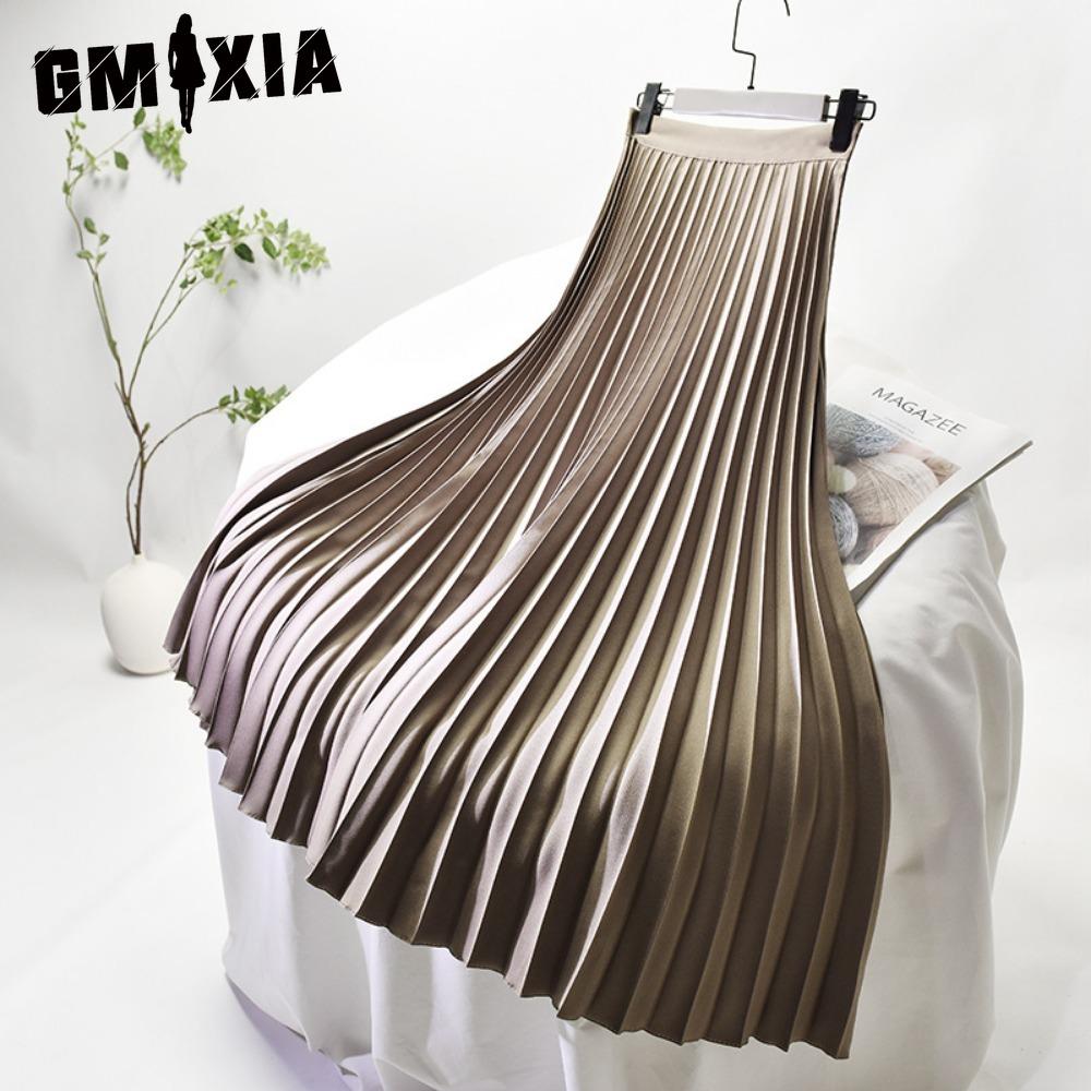 

GMXIA Женская Модная Повседневная Однотонная Юбка с Принтом на Лето Весну XL кофейный