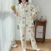 Damen Cartoon Baumwollpyjama Set - Warm und stilvoll für Herbst/Winter