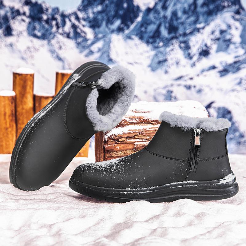 Men Winter Plush Snow Boots All-match Men's High Top Walking Shoes Luxury Brand Male Ankle Boots Side Zipper Men's Shoes
