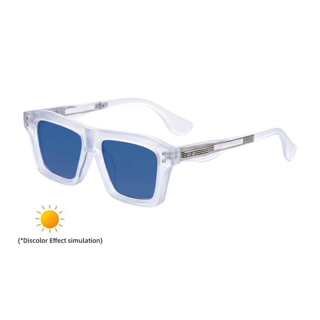 New European and American fashion box color-changing sunglasses men's retro personalized outdoor driving sunglasses men