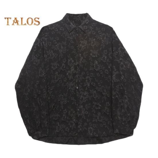 Podzim Jaro Košile Květina Rilievo Zapínání na knoflíky Límec Cardigan Dlouhé rukávy Cardigan Volný Střední délka Tmavý styl Top Denní nošení