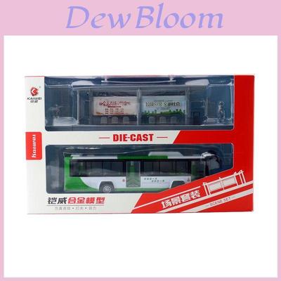 Alloy Car Bus Stop Scene Toy Set For Kids With Light Sound Functionality