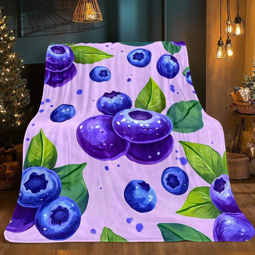 Couverture personnalisée myrtille motif fruité aquarelle couverture polaire toutes saisons literie douce et chaude décoration intérieure cadeau pour les amateurs de cuisine
