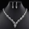 High-end Light Luxury Zircon Necklace Women's Water Drop Fringed Earrings Jewelry Set Cold Wind Collarbone Hair