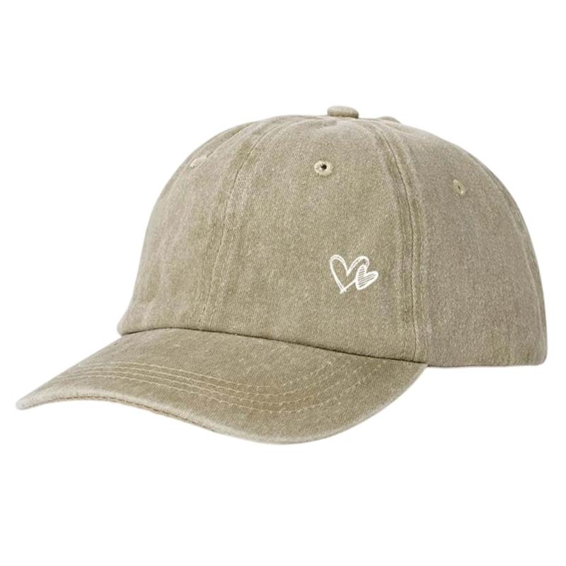 Adjustable Ponytail Baseball Cap with Double Heart Accent, Sun Hat for Daily Wear, Walks, and Casual Travel Time