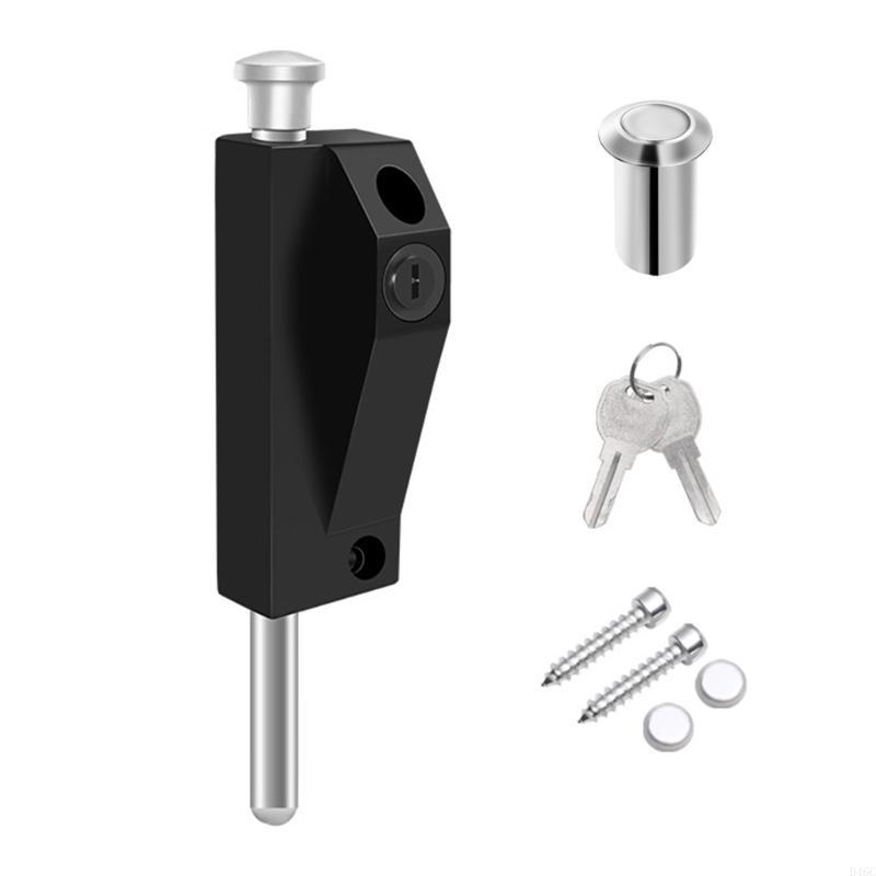 Aluminum Alloy Framed Door Lock Thickened Vertical Barrel Bolt Latches Antitheft Glass Door Lock for Home Commercial