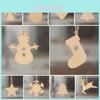 Set Of 10 Exquisite Wooden Xmas Hanging Pendants For Cozy Holiday Atmosphere