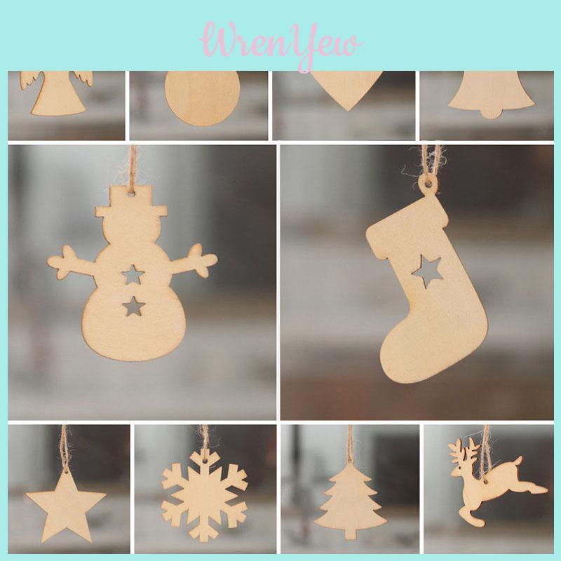 Set Of 10 Exquisite Wooden Xmas Hanging Pendants For Cozy Holiday Atmosphere
