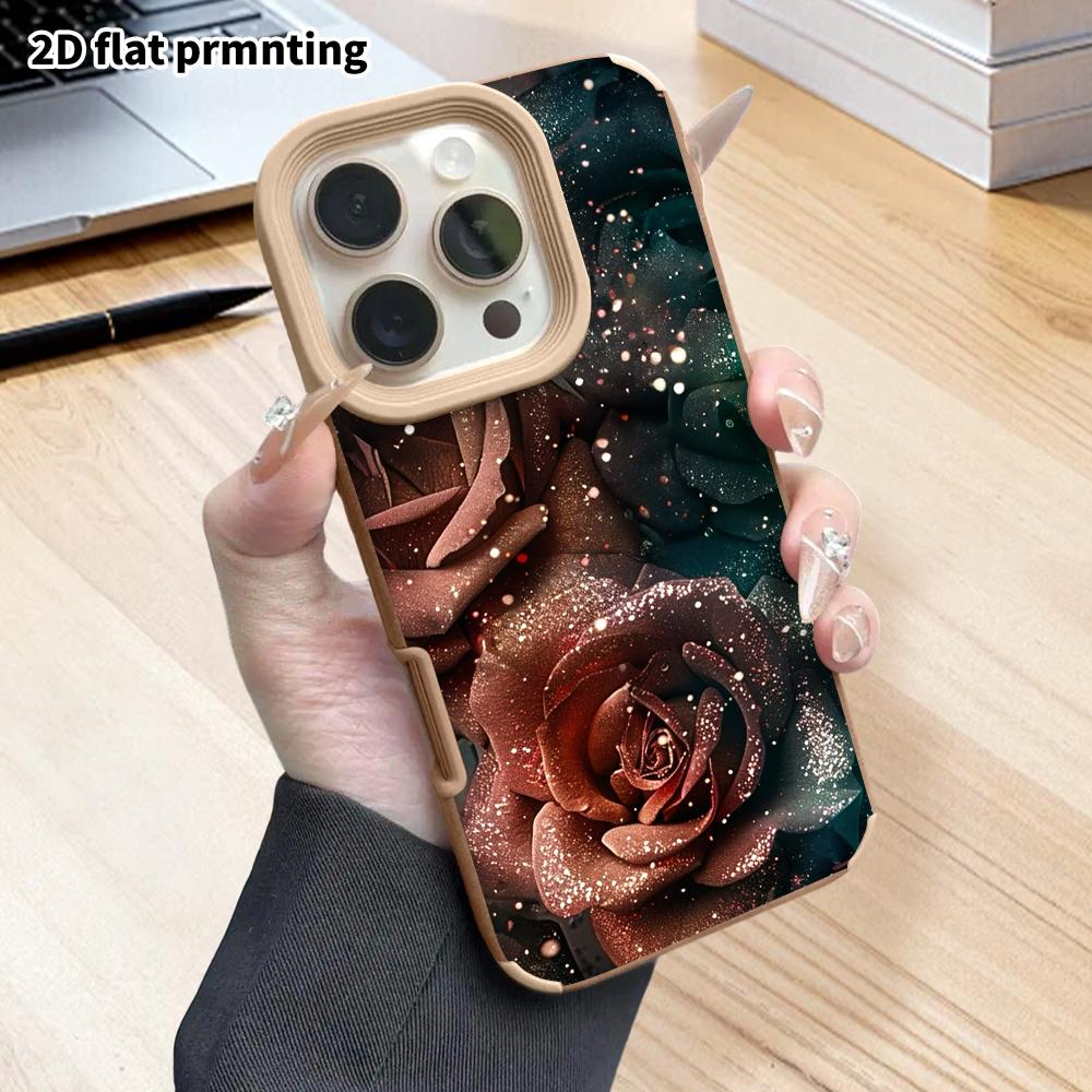 Phone Case: 2D Flat Lambskin Suitable for iPhone 18 17 16 15 14 13 Pro Film Protective Case,vintage Rose, Christmas and Halloween Gift